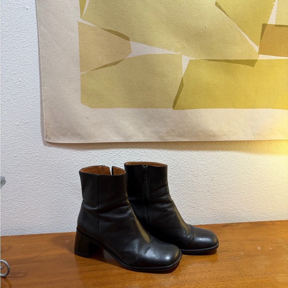 Black Leather Ankle Boots